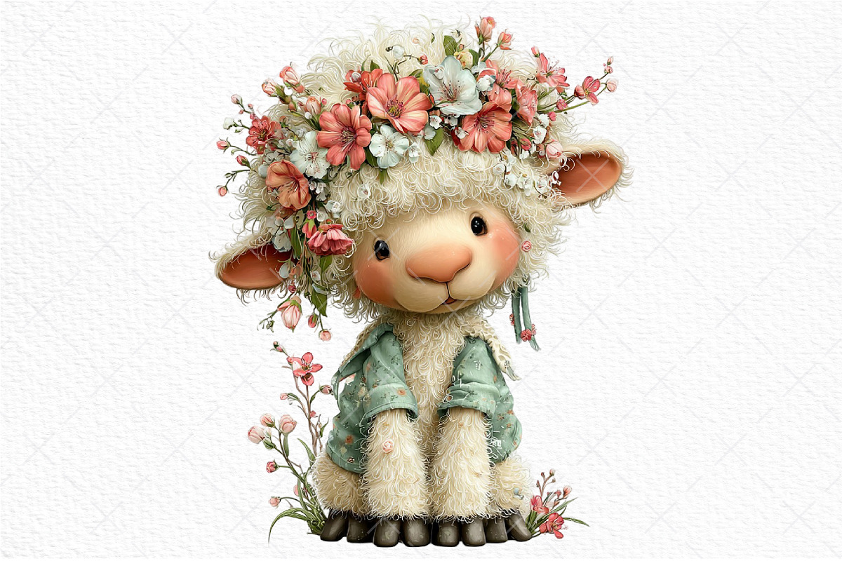 Whimsical Spring Sheep Clipart, an Illustration by Craft Nest (Photo 11 of 11)