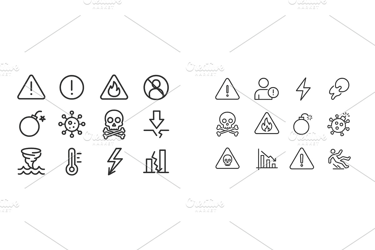 Warning icons representing various, an Object Illustration by ZinetroN