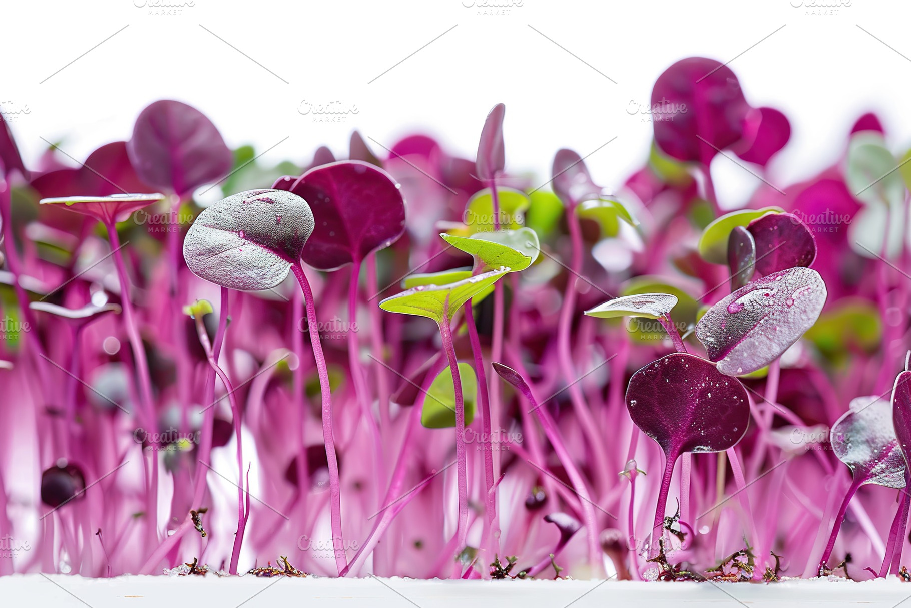 Fresh purple radish microgreen on white background, a Food & Drink Photo by AlyaAnd