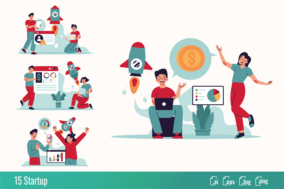 Start - Flat Illustration, a Technology Illustration by SlideFactory