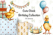 Cute Chick Birthday Collection, an Animal Illustration by IrynaPanashii (Thumbnail 1 of 7)