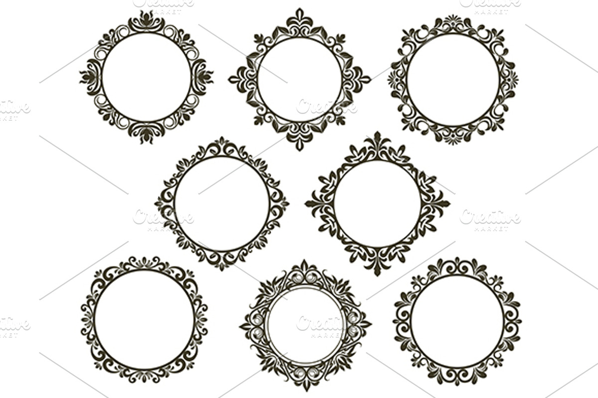 Vintage floral frames set