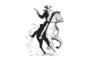 Cowboy With Pistol Horse Comics