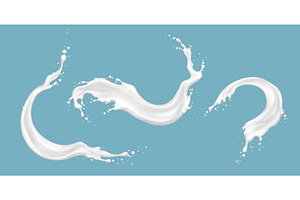 Milk splashes set isolated on blue, a Food Illustration by art PVP - market