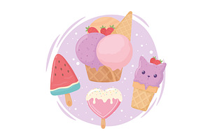 ice cream dessert, a Food Illustration by studiogstock