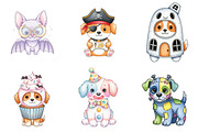 Cute Halloween Puppy Sublimation png, an Illustration by Watercolor design (Thumbnail 2 of 4)