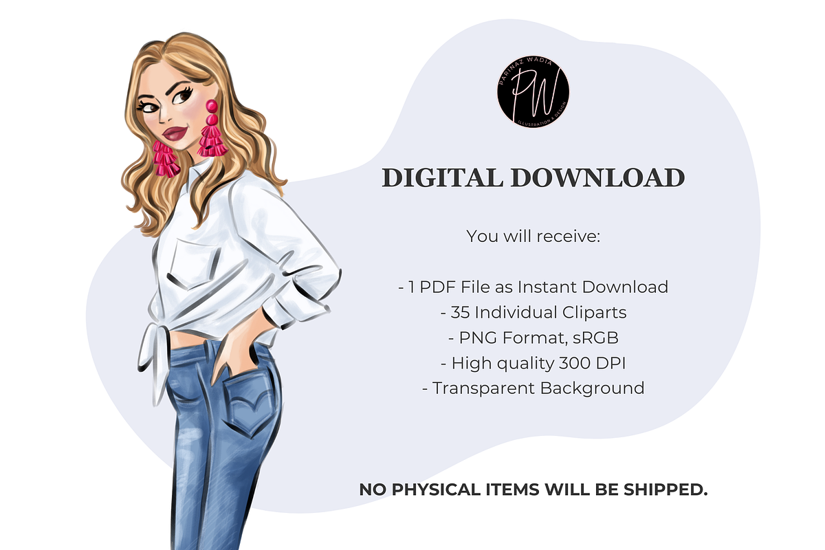 Fashion girls 49 clipart PNG, a Person Illustration by Parinaz Wadia Design (Photo 9 of 10)