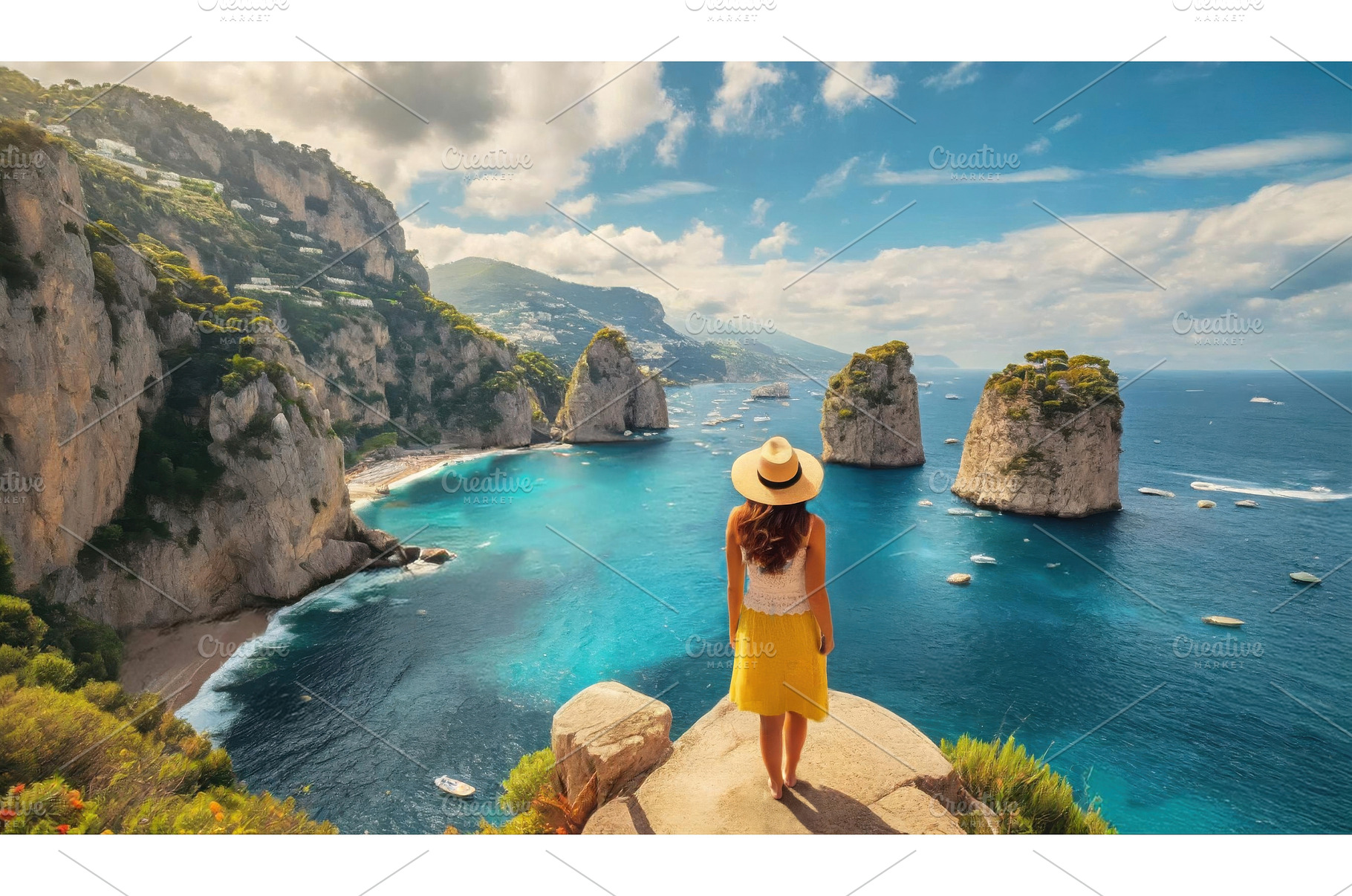 Woman admiring coastal cliffs and, a Nature Photo by Igor Tichonow