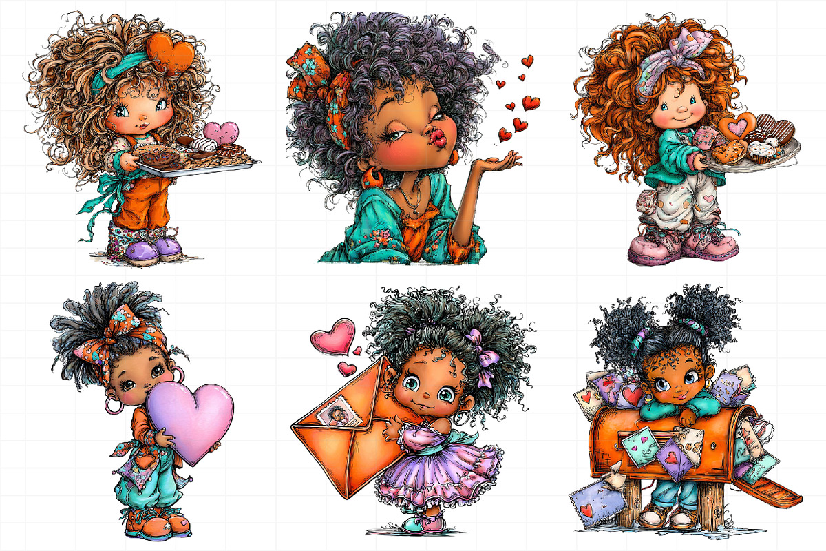 Valentine Holiday Black Girl Clipart, an Illustration by Daily.Designs (Photo 5 of 7)