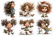 Whimsical Christmas Girl Clipart, an Illustration by Libby Wishes (Thumbnail 2 of 7)