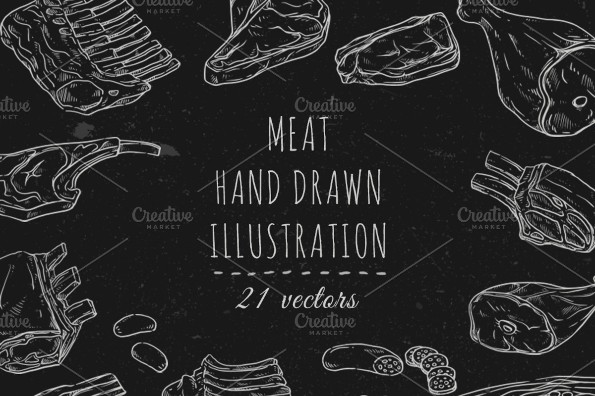 Meat hand drawn vector, an Object Graphic by Ladle&co. (Photo 2 of 2)