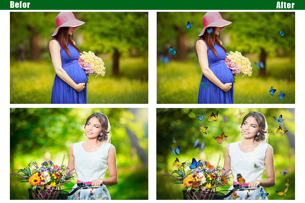 60 Butterfly Overlays Photoshop, a Layer Style Add-On by OverlayBox (Photo 2 of 5)
