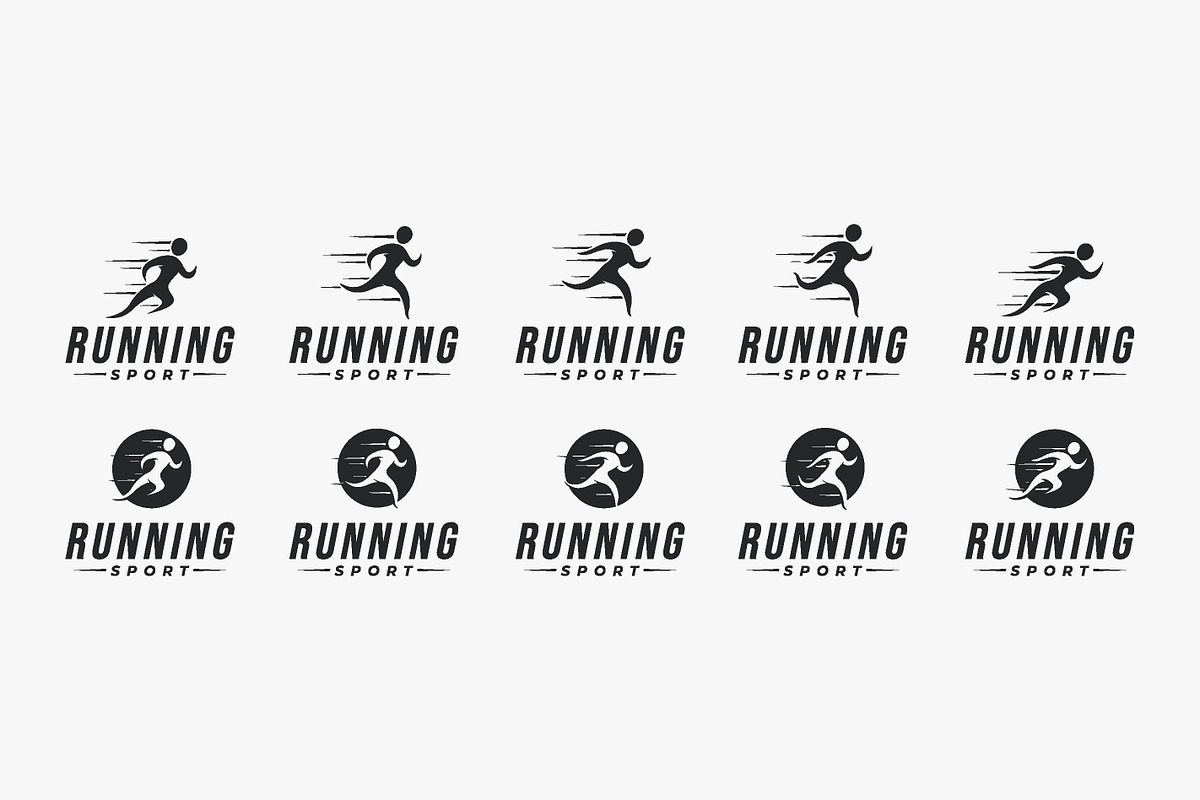Set of abstract runner, running logo, a Branding & Logo Template by DOMHOUZE