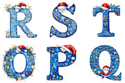 Blue Christmas Alphabet Clipart, a Seasonal Illustration by Designking (Thumbnail 4 of 4)