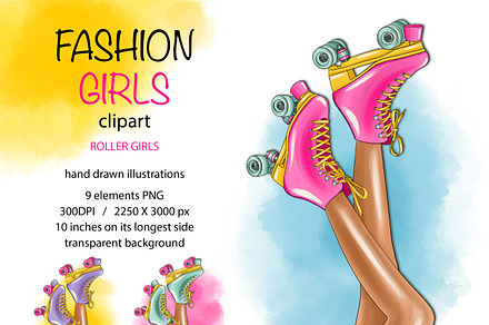 Fashion Roller Skates Girl PNG, Roll