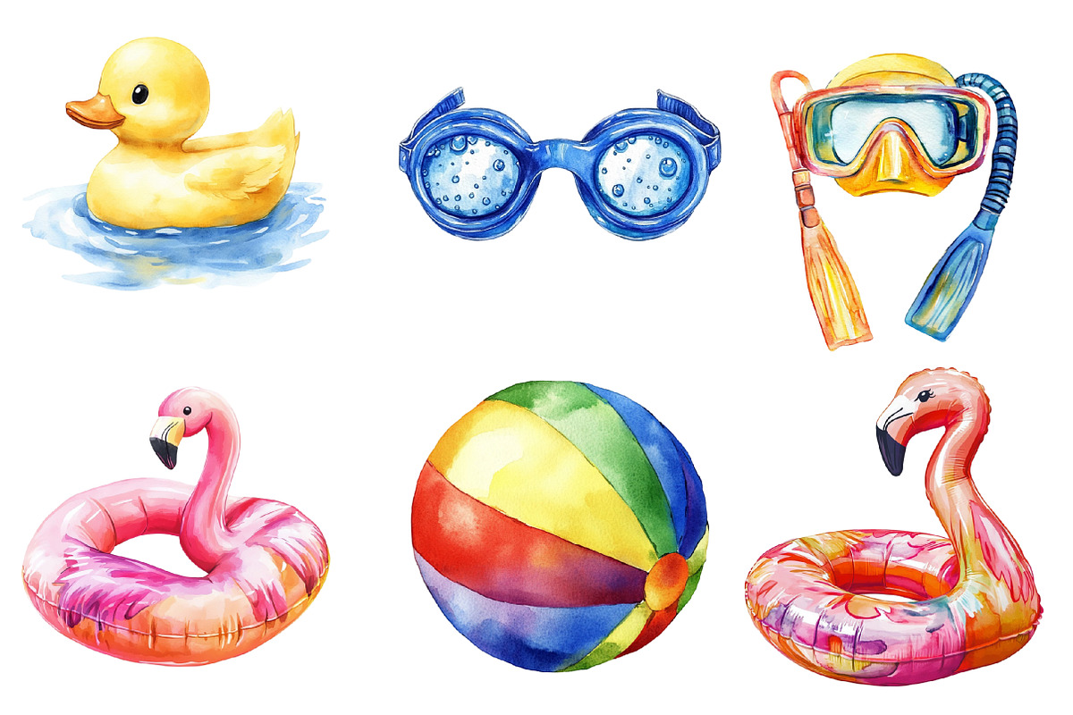 Summer Swimming Clipart, an Illustration by SinaCreation (Photo 4 of 4)