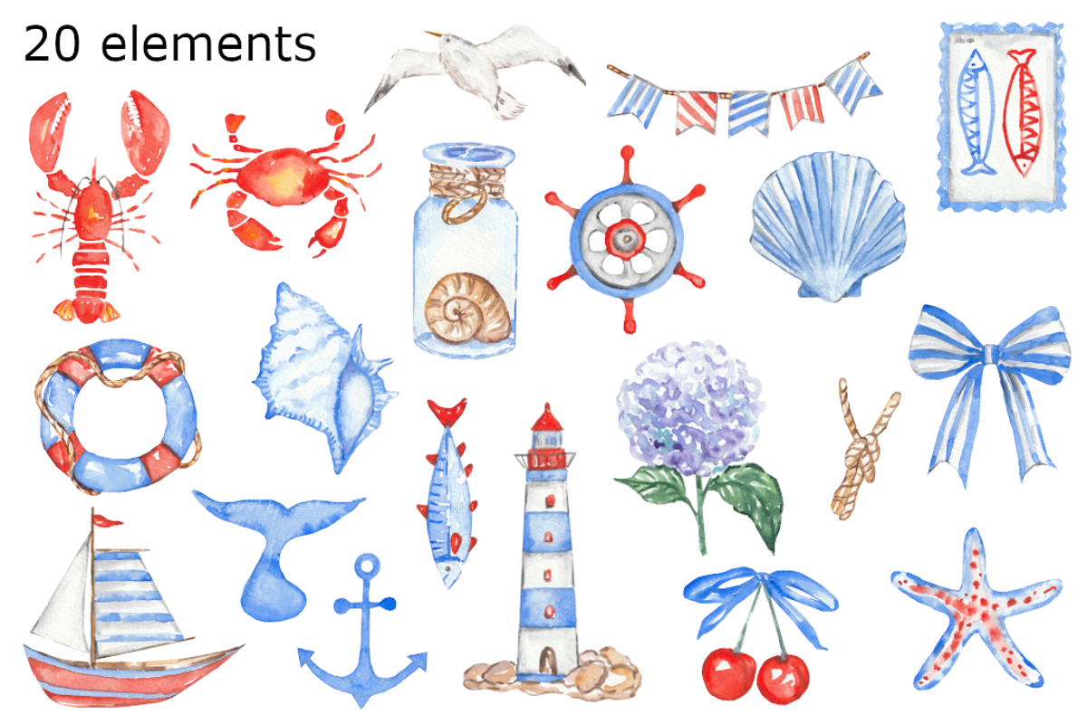 New England watercolor clipart, a Background Graphic by GoodFairyClipArt (Photo 2 of 2)