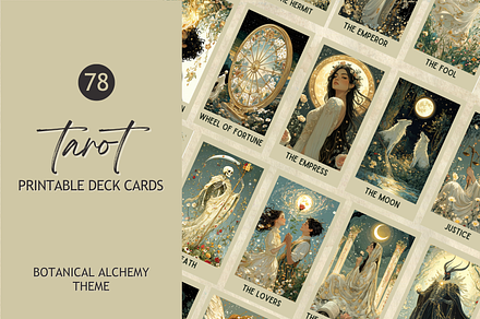 Printable Tarot Deck Botanical Theme, a Design Template by Mindful Digital Co.