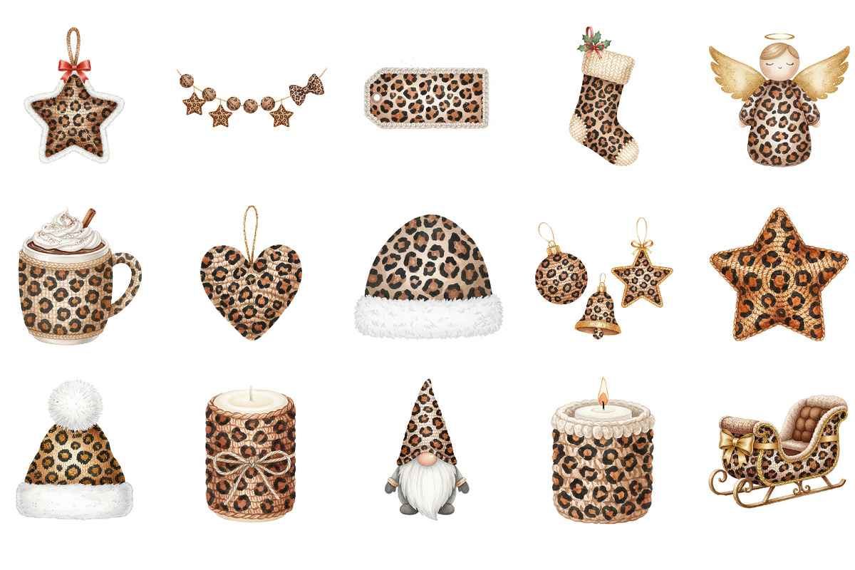 Leopard Print Crochet Christmas PNG, an Illustration by Designking (Photo 3 of 5)