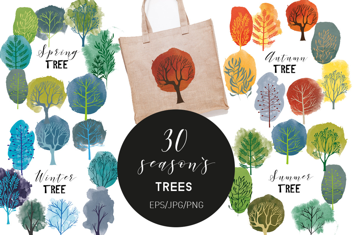 Watercolor trees, an Illustration by Tatiana Davidova (Photo 2 of 4)