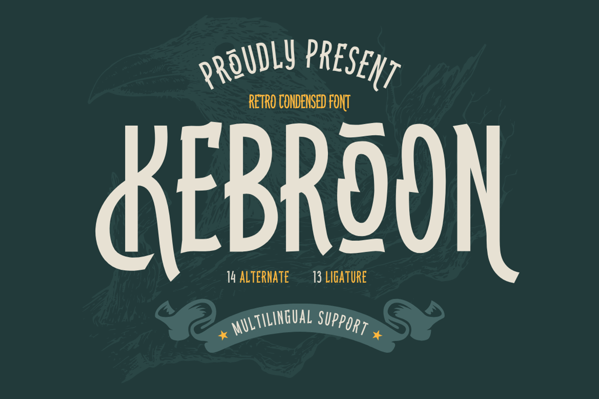 Kebroon | Retro Condensed Font, a Sans Serif Font by twinstd (Photo 1 of 13)
