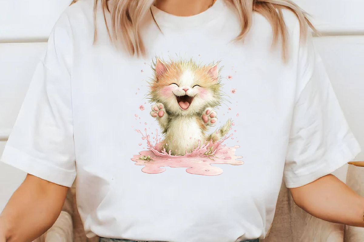 Whimsical Funny Spring Cat Clipart, an Illustration by Designworld (Photo 6 of 8)