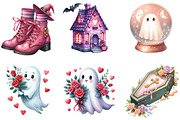 Charm Pink Halloween Clipart Bundle, an Illustration by DreamArtGraphic (Thumbnail 3 of 5)