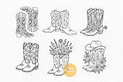Cowboy Boots Line Art Clipart, an Object Illustration by Pretty Meerkat (Thumbnail 3 of 7)