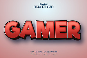 Gamer Text Effect, Editable Cartoon