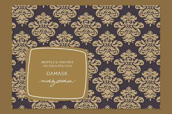 VECTOR & PSD Damask tile & patterns preview 3