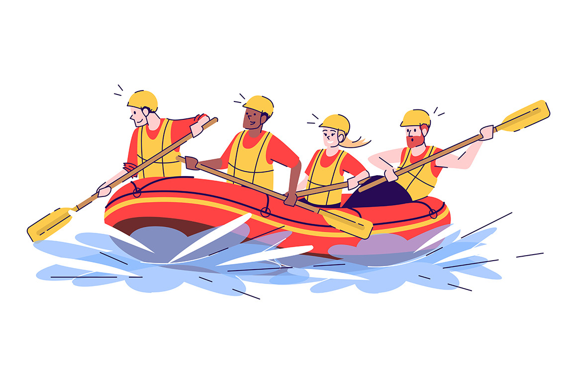 Whitewater rafting flat illustration, a Person Illustration by IMG Visuals