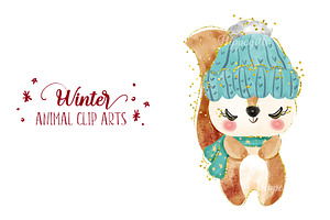 Winter Christmas Animal Cliparts