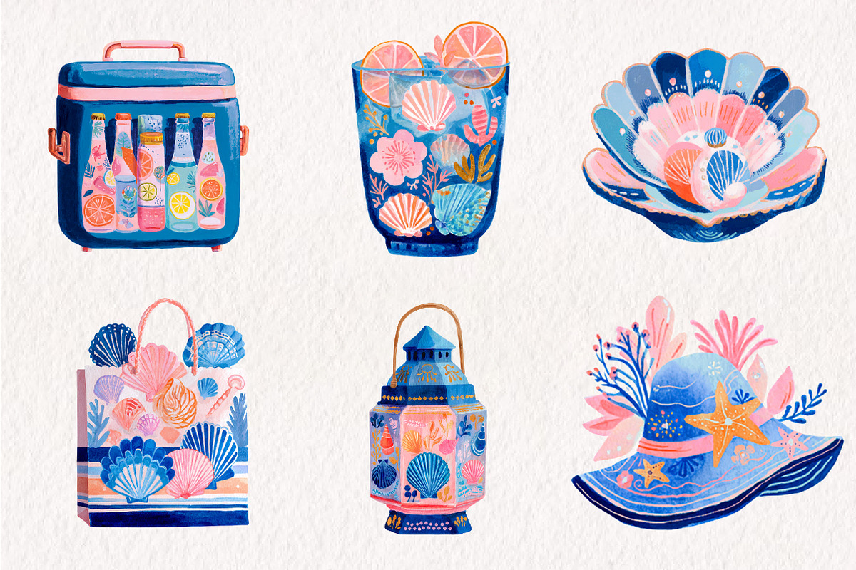 Preppy Coastal Clipart Set, a Work Illustration by CreationArt (Photo 2 of 7)