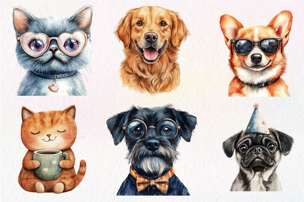 Quirky Dog & Cat Sublimation Bundle, an Illustration by Dream Creation (Photo 2 of 6)