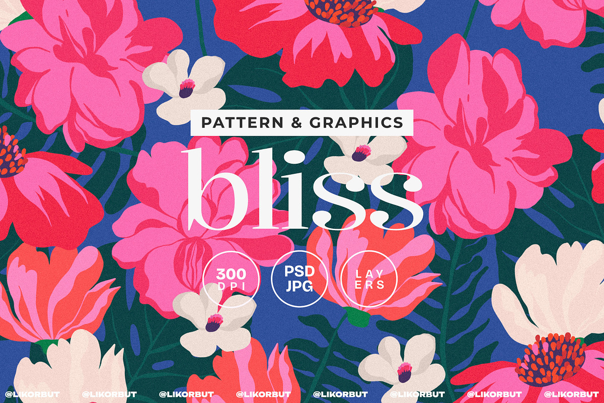 Bold Bloom Naive Floral Pattern, a Pattern Graphic by likorbut (Photo 1 of 12)