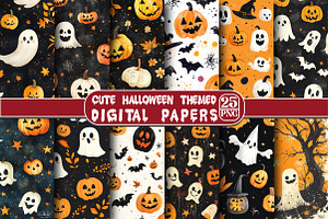 Cute Halloween Themed Digital Papers, an Illustration by DreamPrint404