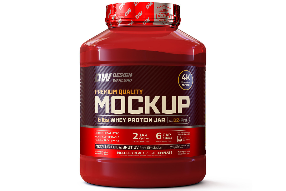5lb Whey Protein Jar Mockup D2-Pro, a Packaging Mockup by Design Warlord (Photo 1 of 16)