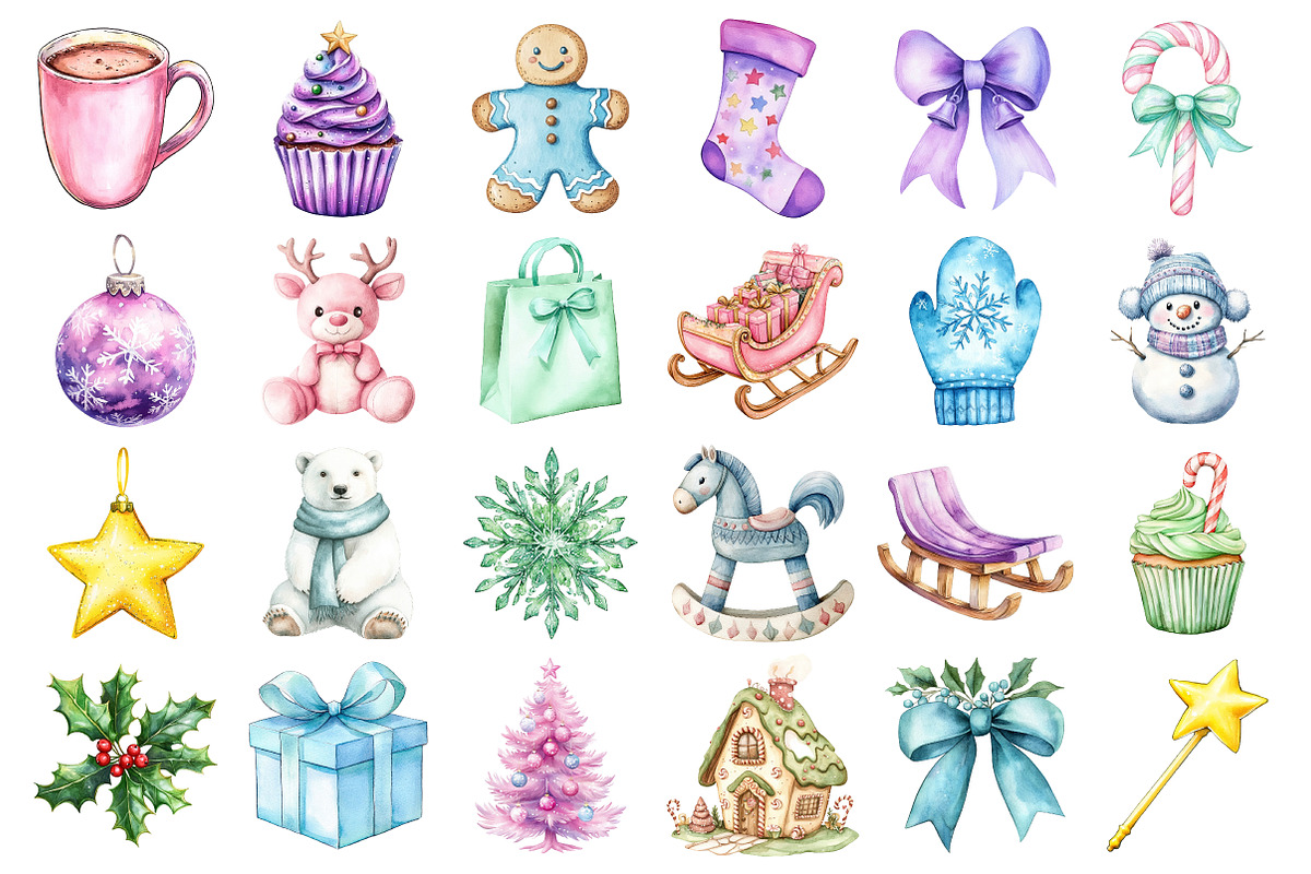 Cute Pastel Christmas Clipart, an Illustration by Daily.Designs (Photo 2 of 3)