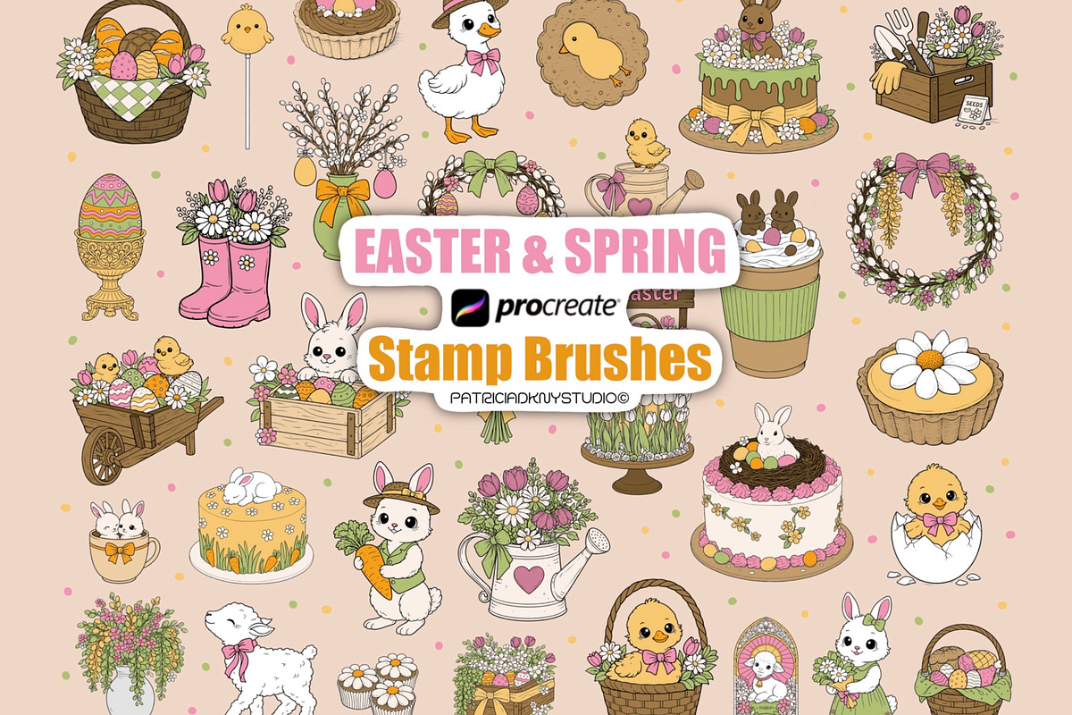 Procreate Easter and Spring brushes, a Brush Add-On by PDknyStudio (Photo 1 of 6)