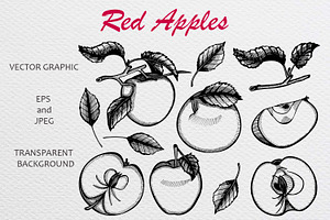 Set of hand-drawn sketches apples, a Background Graphic by Fresh art by Larysa