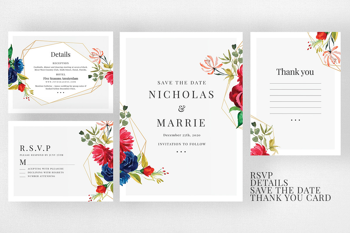 Romantic Floral Wedding Suite, an Invitation Template by Azka Creative (Photo 3 of 5)