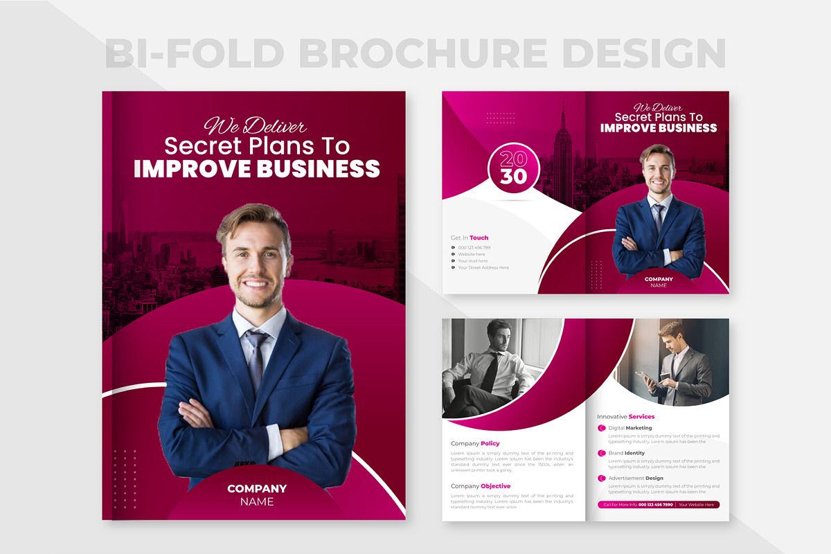 Business Bi-Fold Brochure Design, a Brochure Template by MxVect Stock (Photo 2 of 2)