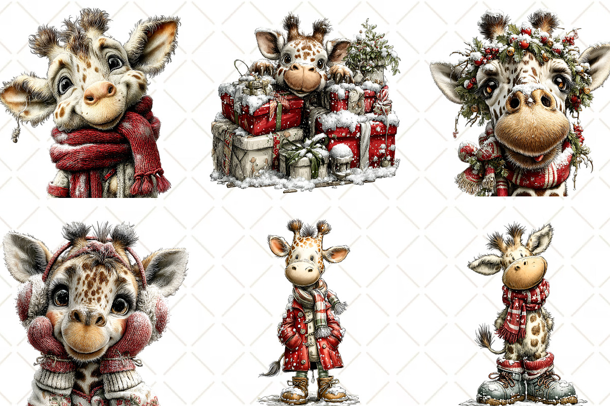 Winter Giraffe Clipart, an Illustration by Black Bird Studio (Photo 6 of 6)
