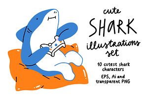 Cute shark cartoon vector mascot