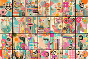 Retro Style Spring Digital Papers, a Decorative Illustration by Fusion Dream (Thumbnail 2 of 10)