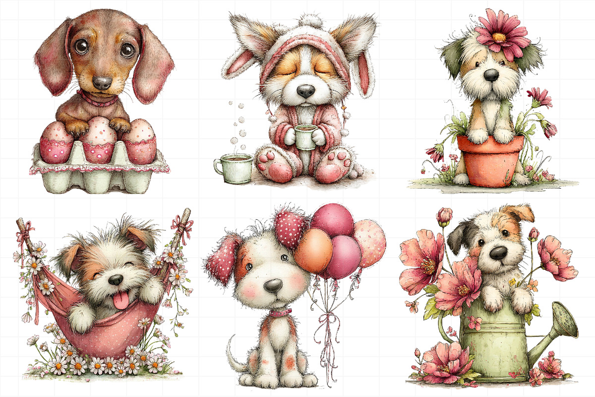 Whimsical Spring Funny Dog Clipart, an Illustration by Daily.Designs (Photo 4 of 7)