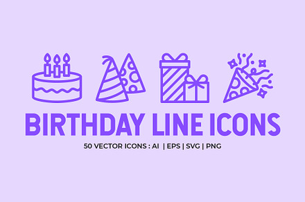 Birthday Line Icons