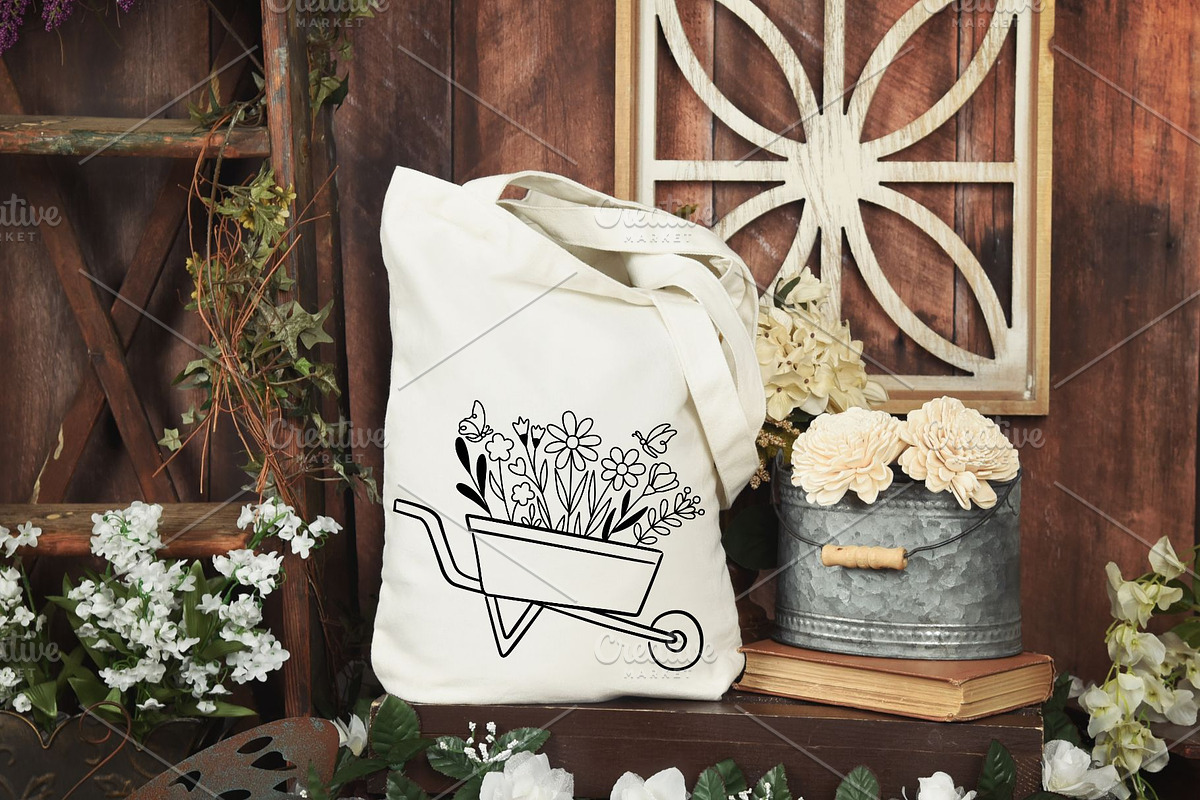 Floral Wheelbarrow svg, Wheelbarrow, an Illustration by Rajbir-Designs (Photo 2 of 6)
