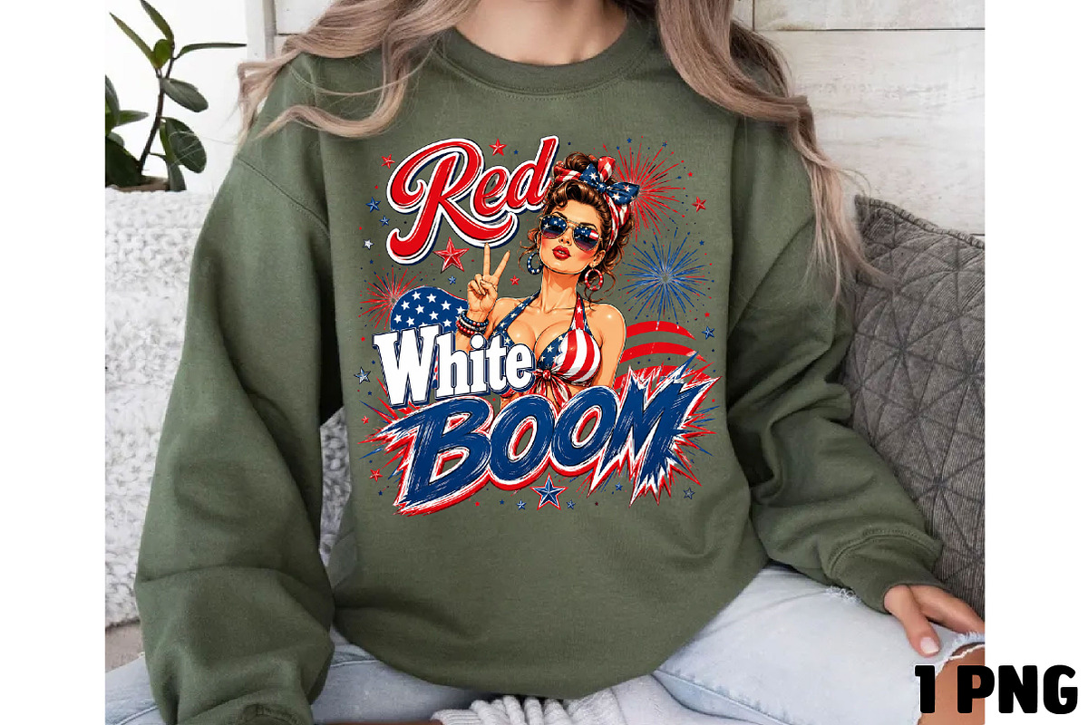 Red White and Boom 4th July PNG, a Seasonal Illustration by DreamCafeArt (Photo 4 of 6)
