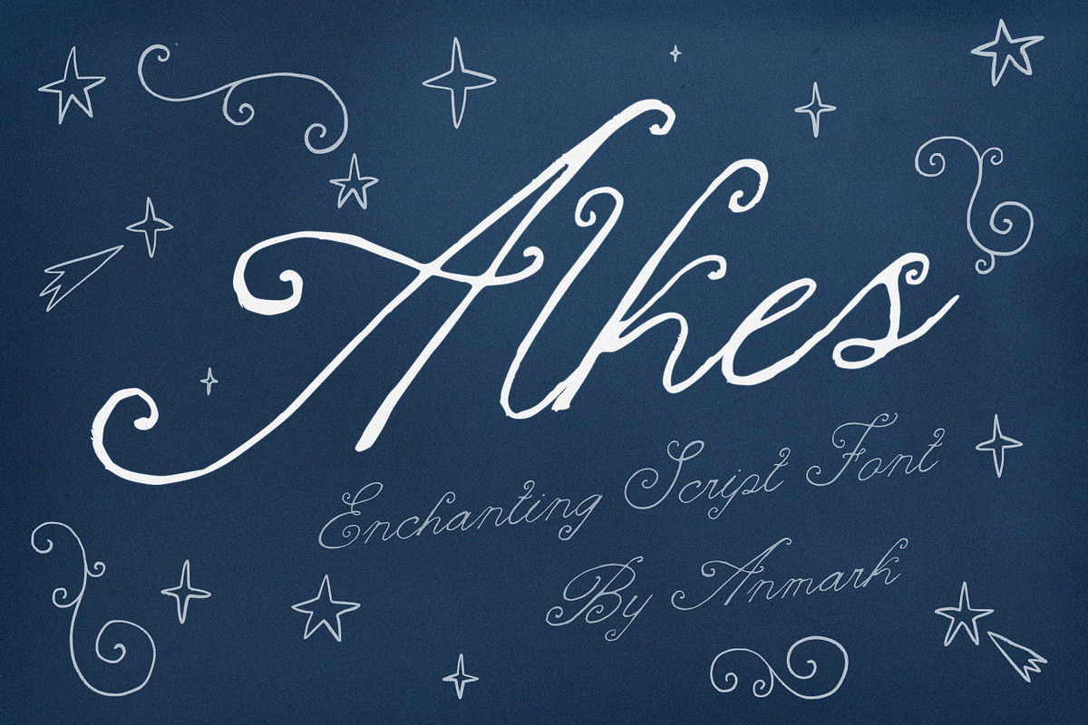 Alkes Romantic Whimsical Script Font, a Script Font by AnMark (Photo 1 of 12)